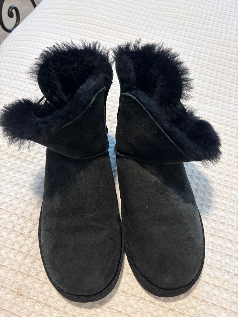 UGG Black Suede Shearling Ankle Boots